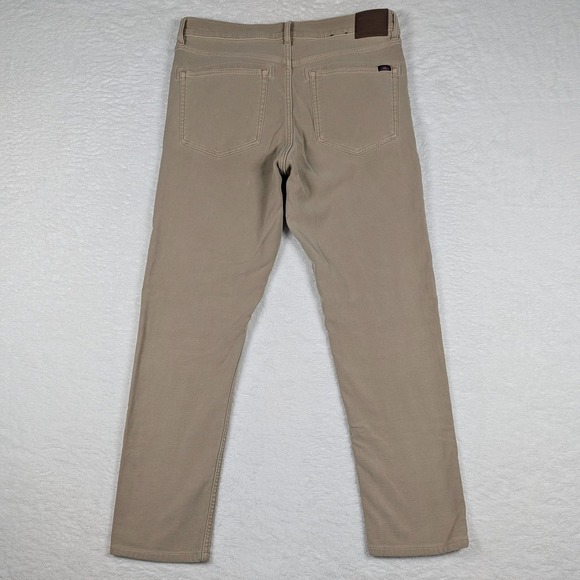 Faherty Jeans Mens 32x32 Beige Slim Straight Stretch Denim Pants Leather Patch - Picture 11 of 13